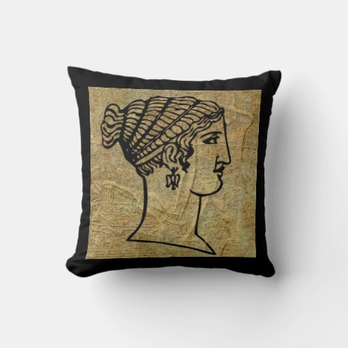 Grecian Woman Greek Antique Scroll Throw Pillow