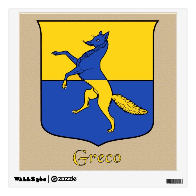 Greco Historical Shield on Burlap Style Wall Decal (Front)