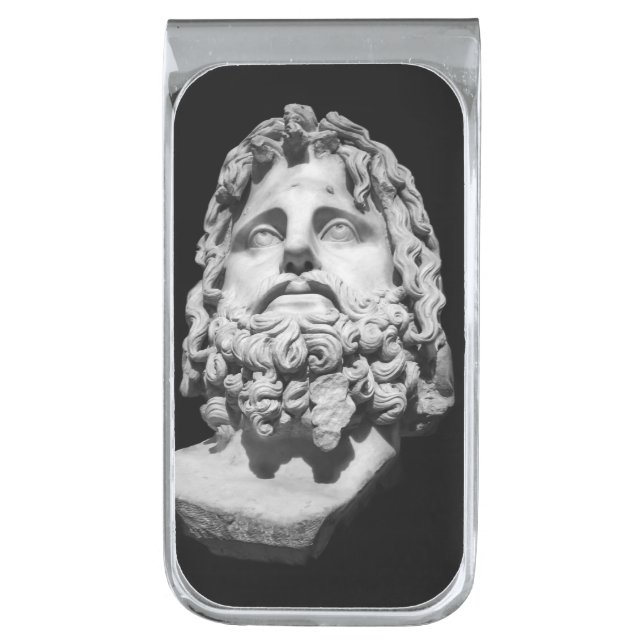 Greco Roman Bust Silver Finish Money Clip (Front Vertical)