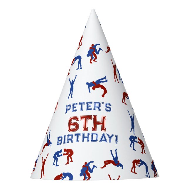 Greco Roman Freestyle Wrestling Birthday Party Party Hat (Front)