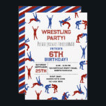 Greco Roman Freestyle Wrestling Kids Birthday Invitation<br><div class="desc">A blue and red Greco Roman freestyle wrestling pattern. A hand drawn illustration pattern featuring different wrestling fighting techniques. An ideal design for anyone who loves to wrestle, wrestling coaches, wrestling team events and gifts and sports enthusiasts. A Greco Roman wrestling design prefect for gifts, party decor and personalized home...</div>