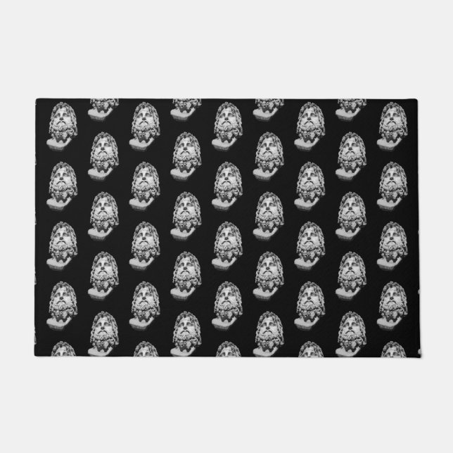 Greco Roman Marble Bust Classical Black and White  Doormat (Front)