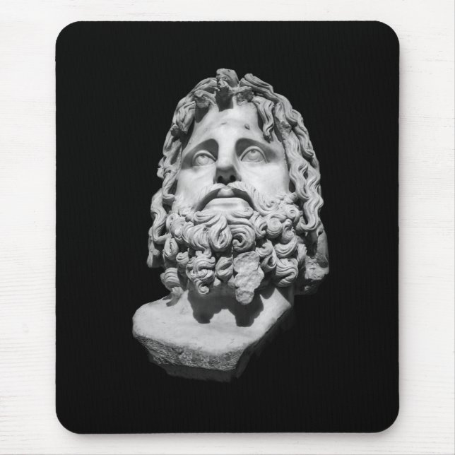 Greco Roman Marble Bust Classical Black and White  Mouse Pad (Front)