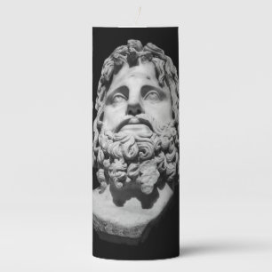 Greco Roman Marble Bust Classical Black and White Pillar Candle