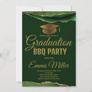 Gree and Gold Graduation BBQ Party Invitation