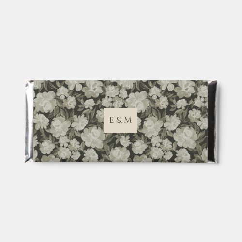 Gree Botanical Watercolor Peonies Initials Wedding Hershey Bar Favors