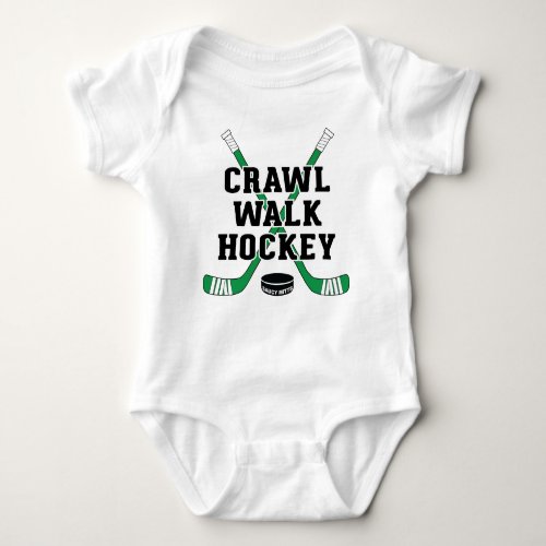 Gree Crawl Walk Hockey Sticks and Puck Cute Infant Baby Bodysuit