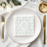 Gree Toile Floral Classic Bridal Shower Napkins<br><div class="desc">Sage Green Toile Floral Vintage Bridal Shower</div>