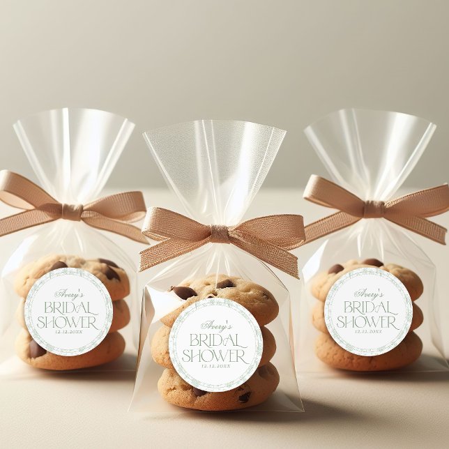 Gree Toile Floral Vintage Bridal Shower Classic Round Sticker (Creator Uploaded)