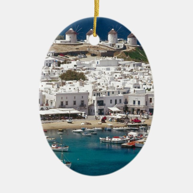 Greece%20Mykonos-.[kan.k]JPG Ceramic Ornament (Front)