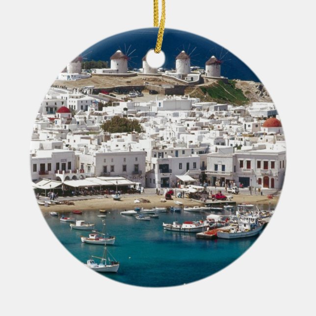 Greece%20Mykonos-.[kan.k]JPG Ceramic Ornament (Front)
