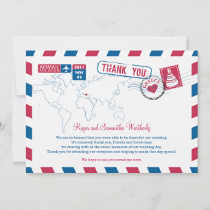 Greece Air Mail Wedding Thank You Invitation