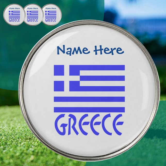 Greece and Greek Flag Blue Personalization  Golf Ball Marker (Creator Uploaded)