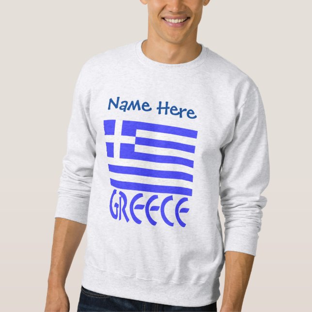 Greece and Greek Flag Blue Personalization Men's  Sweatshirt (Front)
