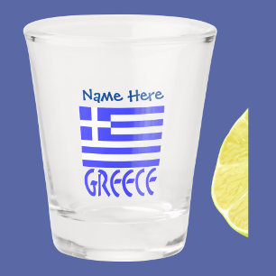 Greece and Greek Flag Blue Personalization  Shot Glass