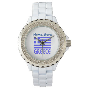 Greece and Greek Flag Blue Personalization  Watch