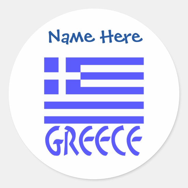 Greece and Greek Flag Personalized  Classic Round Sticker (Front)