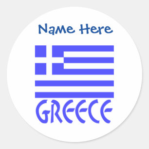 Greece and Greek Flag Personalized  Classic Round Sticker