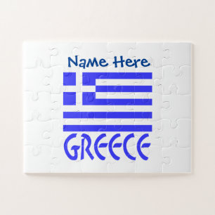 Greece and Greek Flag Personalized  Jigsaw Puzzle