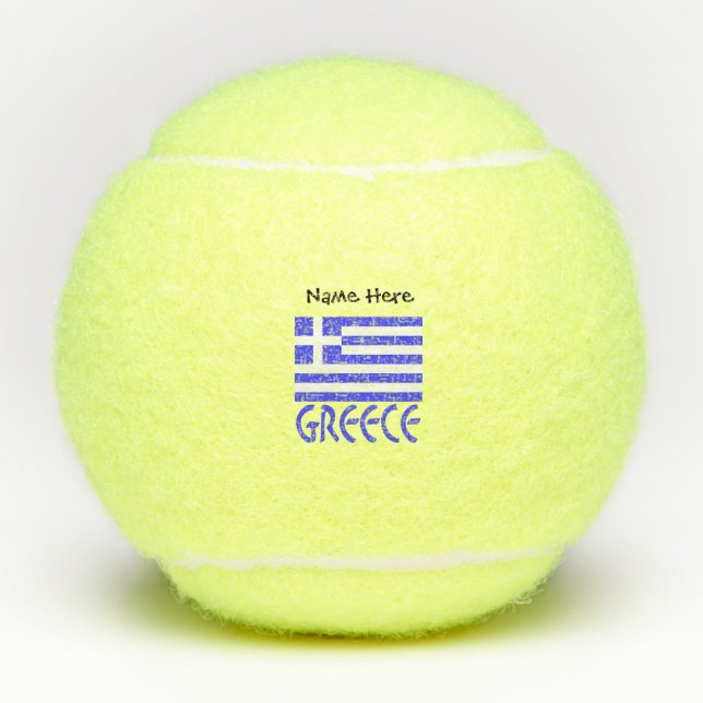 Greece and Greek Flag Personalized  Tennis Balls (Front)