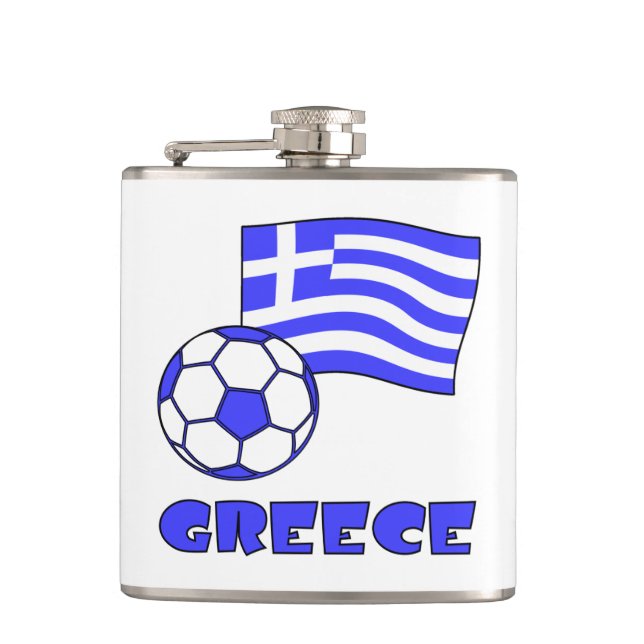 Greece and Greek Flag Soccer Ball Flask (Front)