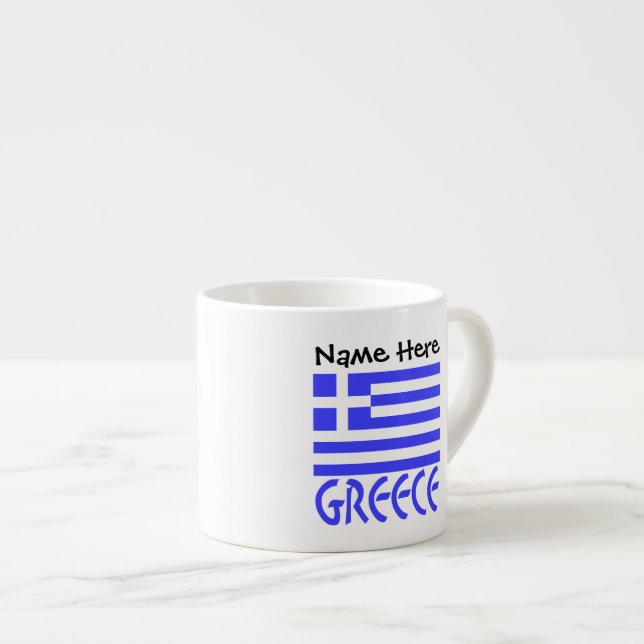 Greece and Greek Flag with Your Name Espresso Cup (Front Right)