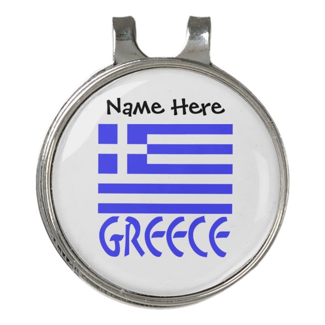 Greece and Greek Flag with Your Name Golf Hat Clip (Front)