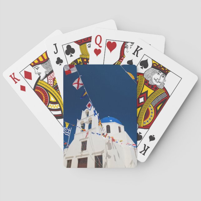 Greece and Greek Island of Santorini town of Oia 4 Poker Cards (Back)