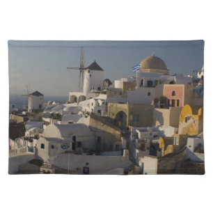 Greece and Greek Island of Santorini town of Oia Cloth Placemat