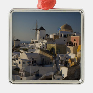 Greece and Greek Island of Santorini town of Oia Metal Ornament