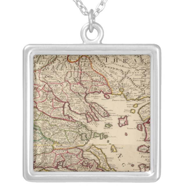 Greece and Macedonia Silver Plated Necklace (Front)