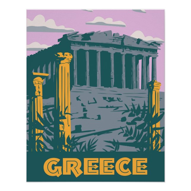 Greece Athens Poster Travel, (Front)