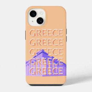 Greece, Athens Travel Art, Orange iPhone 14 Case
