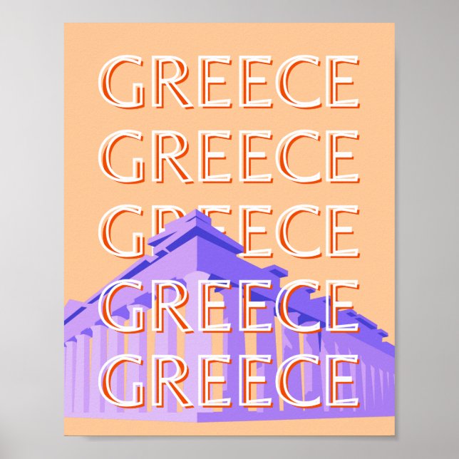 Greece, Athens Travel Art, Orange Poster (Front)