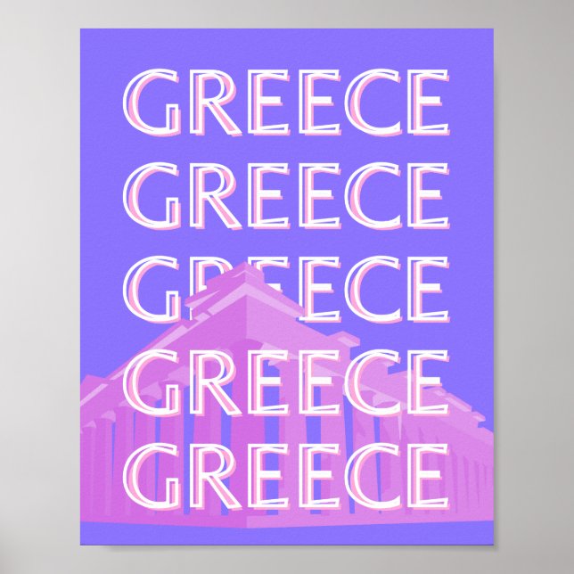 Greece, Athens Travel Art, Retro Travel Art Poster (Front)