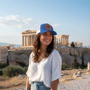Greece Athens Travel Logo Leather Patch Hat