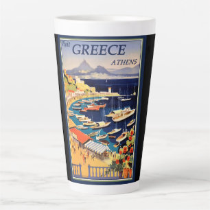 Greece Athens Travel Poster Latte Mug