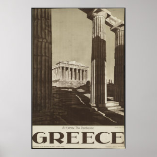 Greece Athens Vintage Travel Poster Ad Retro