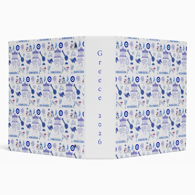 Greece Blue and White 3 Ring Binder (Background)
