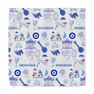 Greece Blue and White Bandana