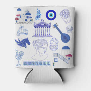 Greece Blue and White Can Cooler