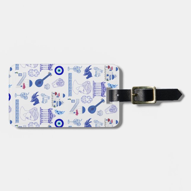 Greece Blue and White Luggage Tag (Front Horizontal)