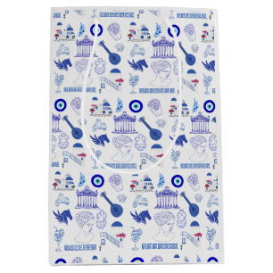 Greece Blue and White Medium Gift Bag