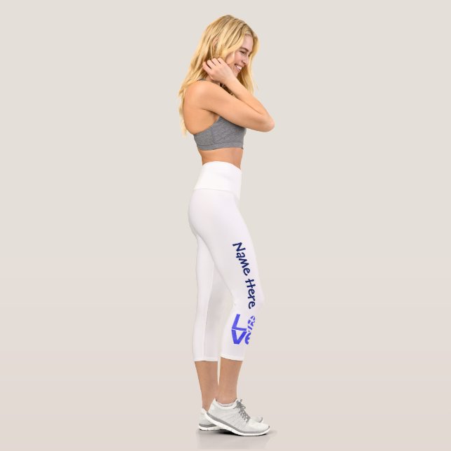 Greece Blue LOVE Heart Flag Personalized  Capri Leggings (Right)