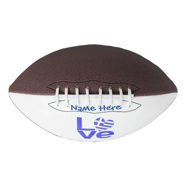 Greece Blue LOVE Heart Flag Personalized  Football (Front)