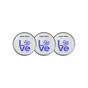 Greece Blue LOVE Heart Flag Personalized Golf Ball Marker