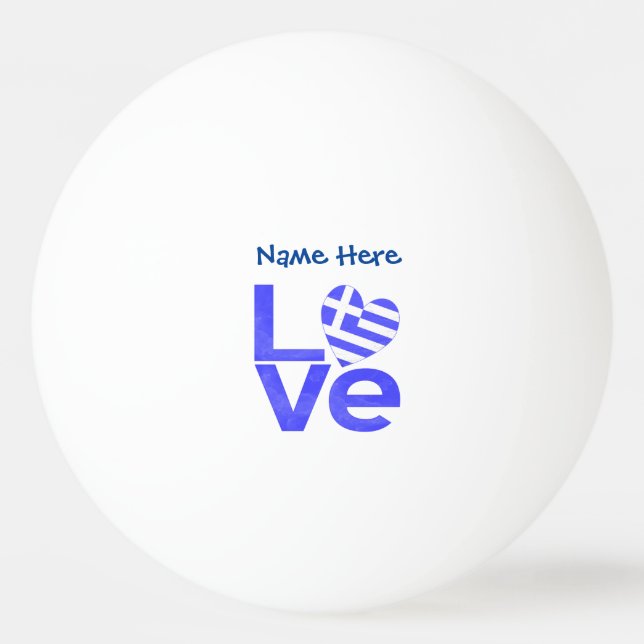 Greece Blue LOVE Heart Flag Personalized  Ping Pong Ball (Front)