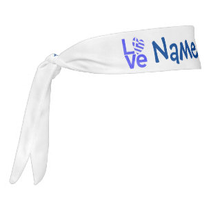 Greece Blue LOVE Heart Flag Personalized Tie Headband