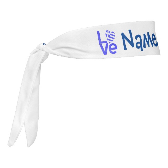 Greece Blue LOVE Heart Flag Personalized  Tie Headband (Rotate 270)
