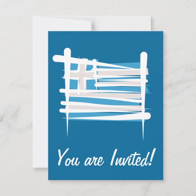 Greece Brush Flag Invitation (Front)
